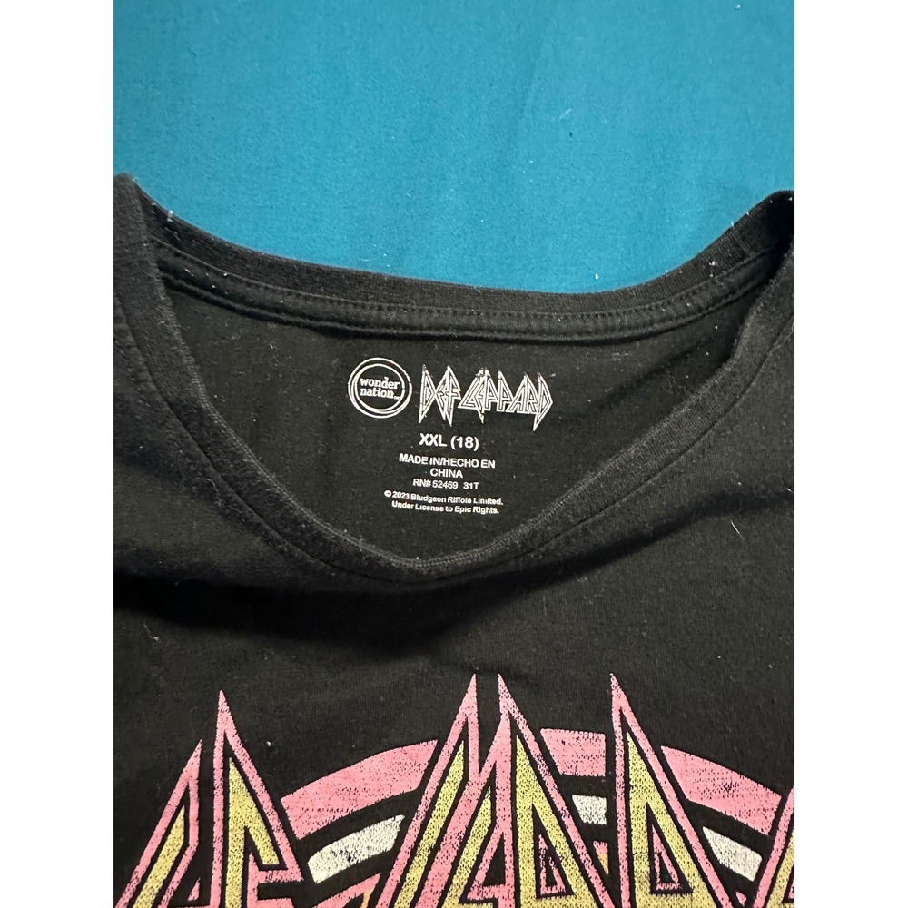 Def Leppard Leopard Print Graphic Tee Black Wonder Nation XX Large 18 CHILD - Picture 4 of 4